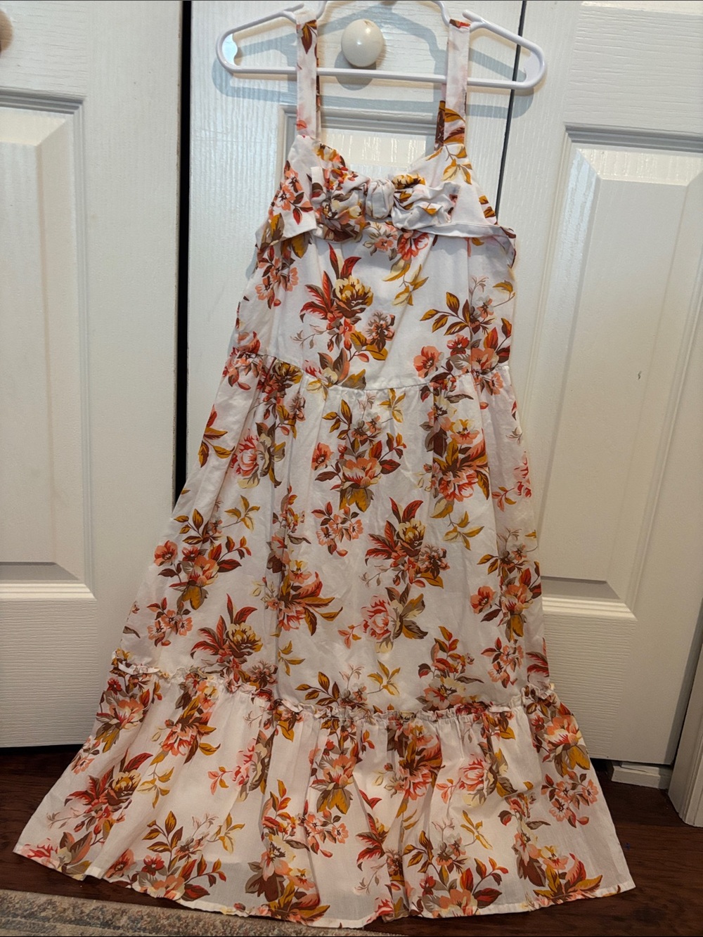 Janie and Jack White Floral Maxi Dress with Orange and Gold Accents